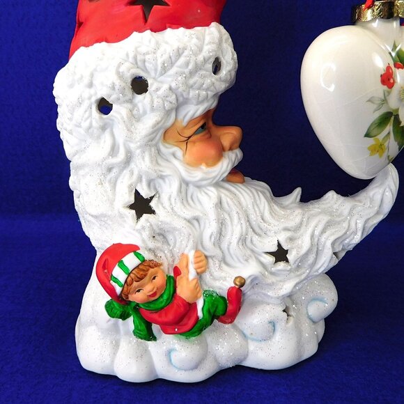 Santa Moon & Elf Tea Light & Christmas Ornament Holder Christmas Pierced - Picture 3 of 11